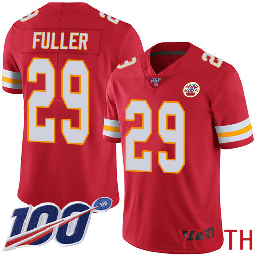 Youth Kansas City Chiefs #29 Fuller Kendall Red Team Color Vapor Untouchable Limited Player 100th Season Football Nike NFL Jersey->kansas city chiefs->NFL Jersey